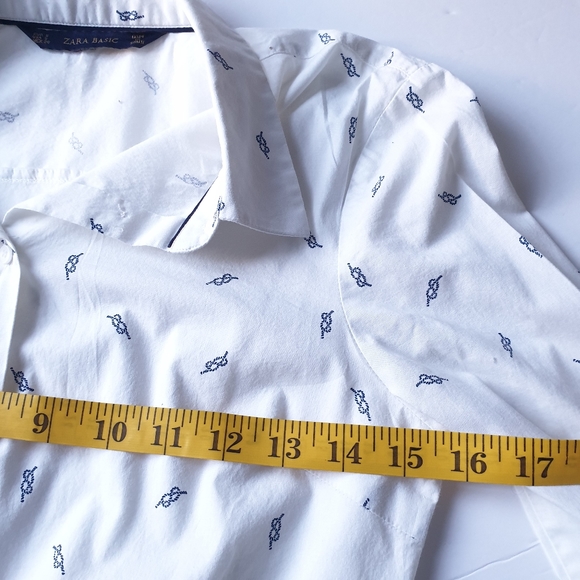Zara Basic white nautical cord botton down Shirt size S - Picture 4 of 5